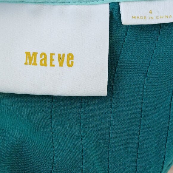 Anthropologie Maeve Maya Pintuck Flutter Sleeve Blouse Kelly Green Size 4 - Picture 7 of 9